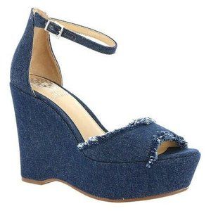 Vince Camuto Tatchen Blue Wedge Sandal Ankle Strap